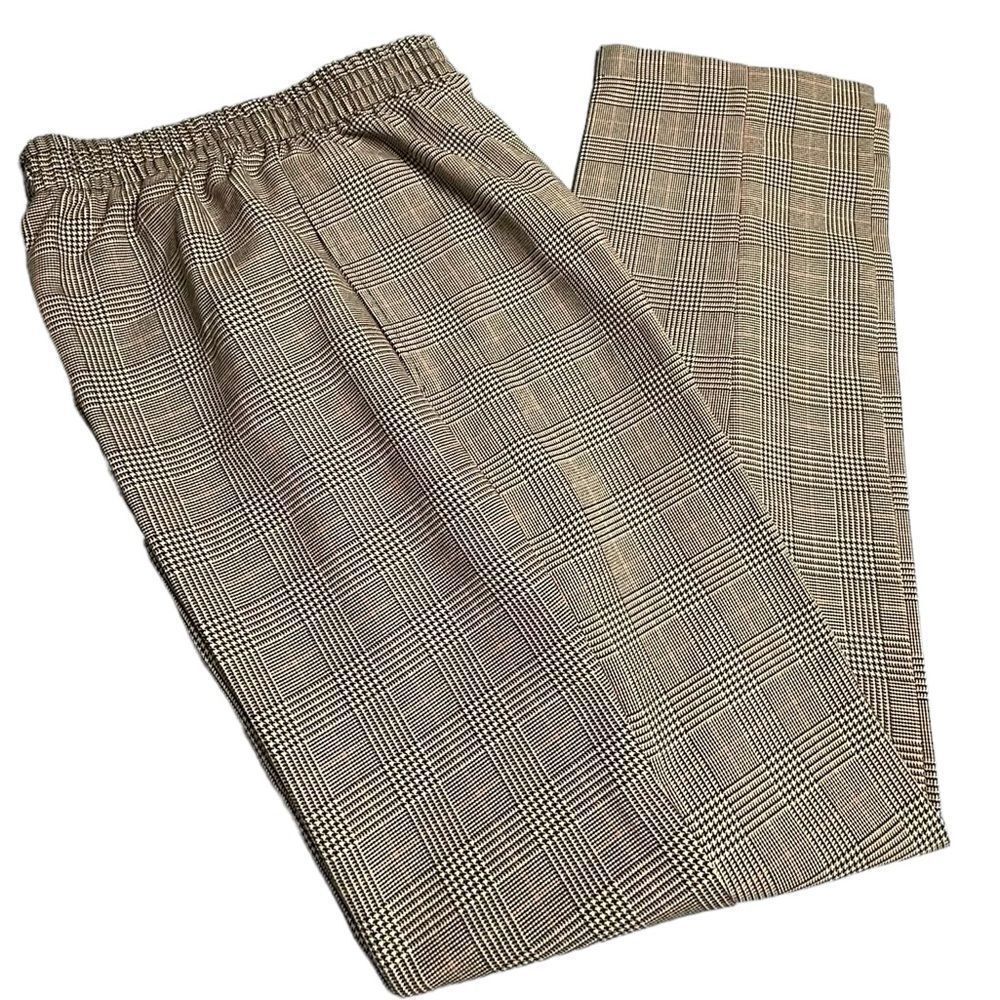 Vintage 70s Cape Cod sportswear black and white check pleated pull on pants XXS